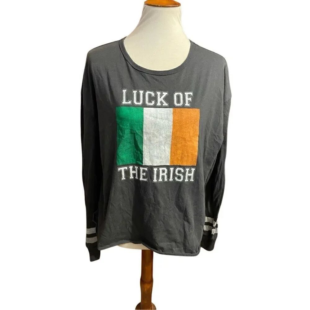 St. Patrick’s Day Way to Celebrate! Gary Long sleeve Shirt with Irish Flag Size